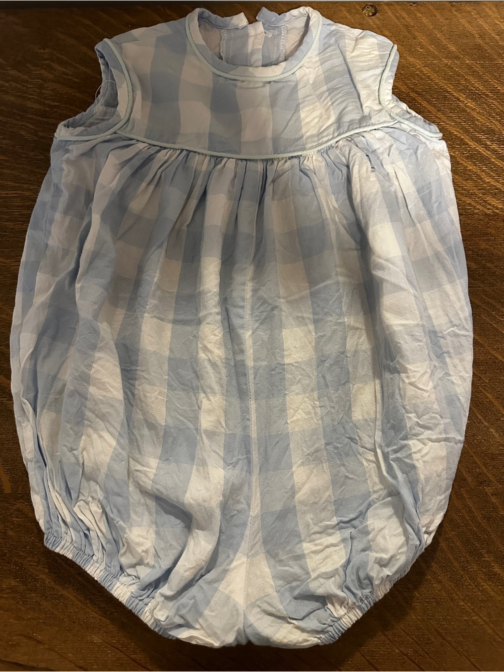 Willow Light Blue Gingham Bubble Romper